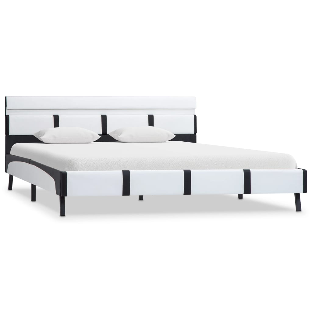 Estrutura de cama c/ LED 120x200 cm couro artificial branco