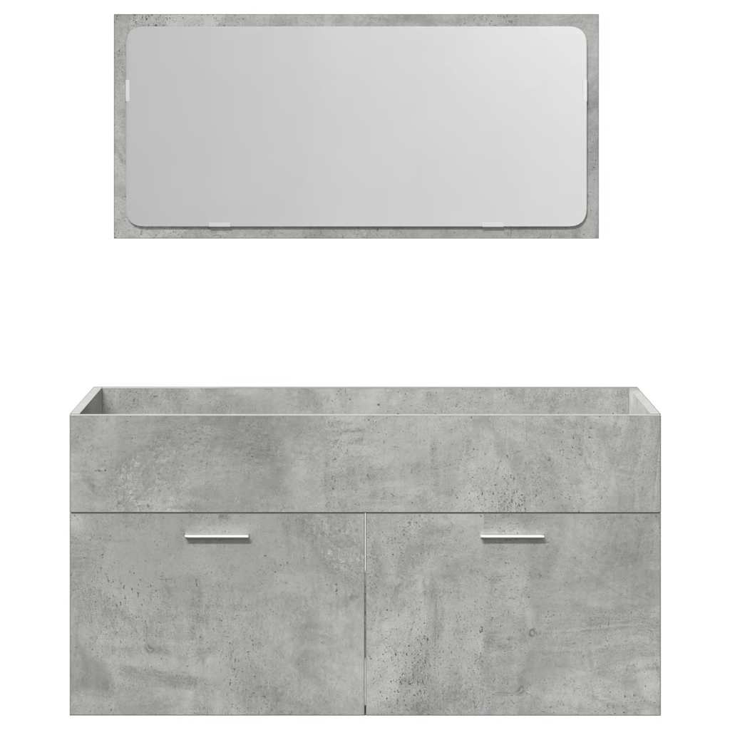 4 Pcs conj. móveis casa banho derivados madeira cinza cimento