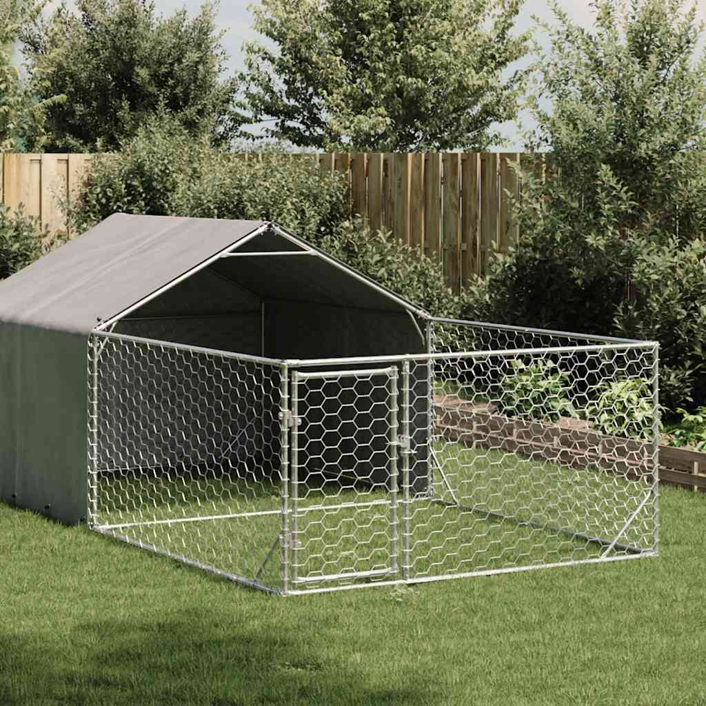 Canil exterior para cães com corredor 5x2x1,5 m aço galvanizado