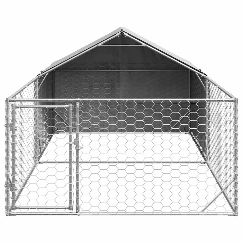 Canil exterior para cães com corredor 5x2x1,5 m aço galvanizado