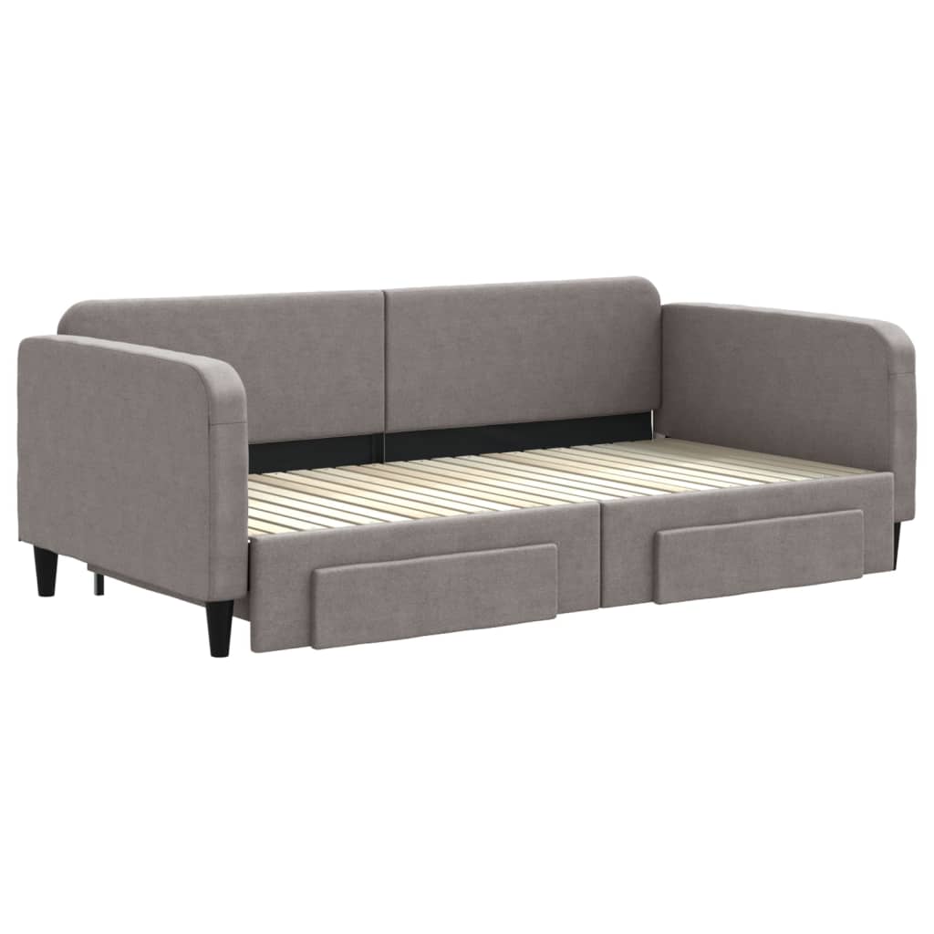 Sofá-cama c/ gavetão/gavetas 100x200cm tecido cinza-acastanhado