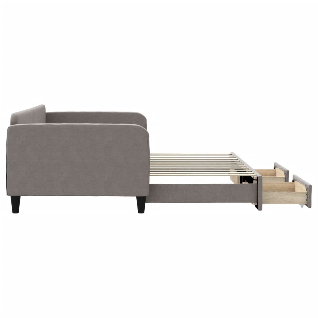 Sofá-cama c/ gavetão/gavetas 100x200cm tecido cinza-acastanhado
