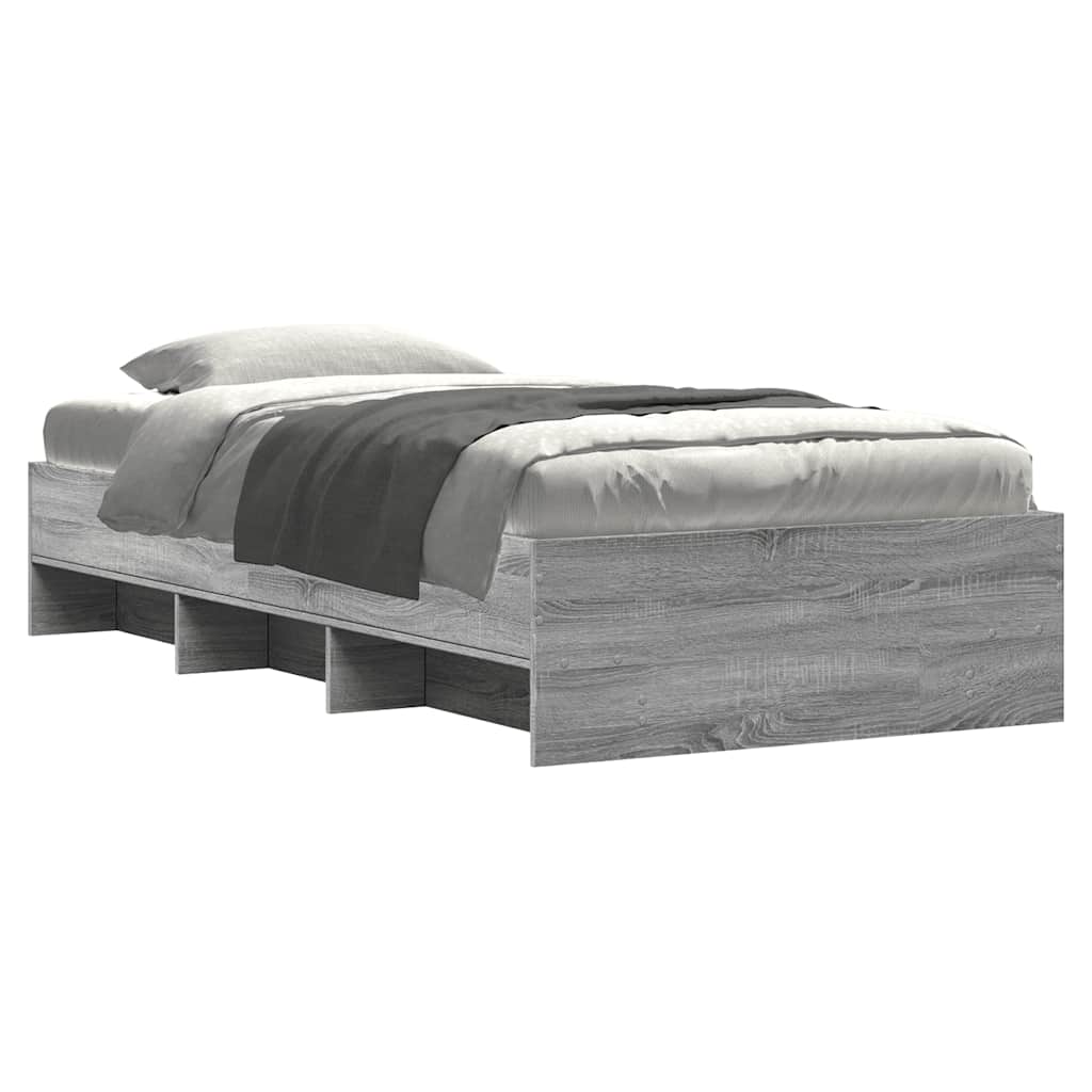 Estrutura cama 100x200 cm derivados de madeira cinzento sonoma