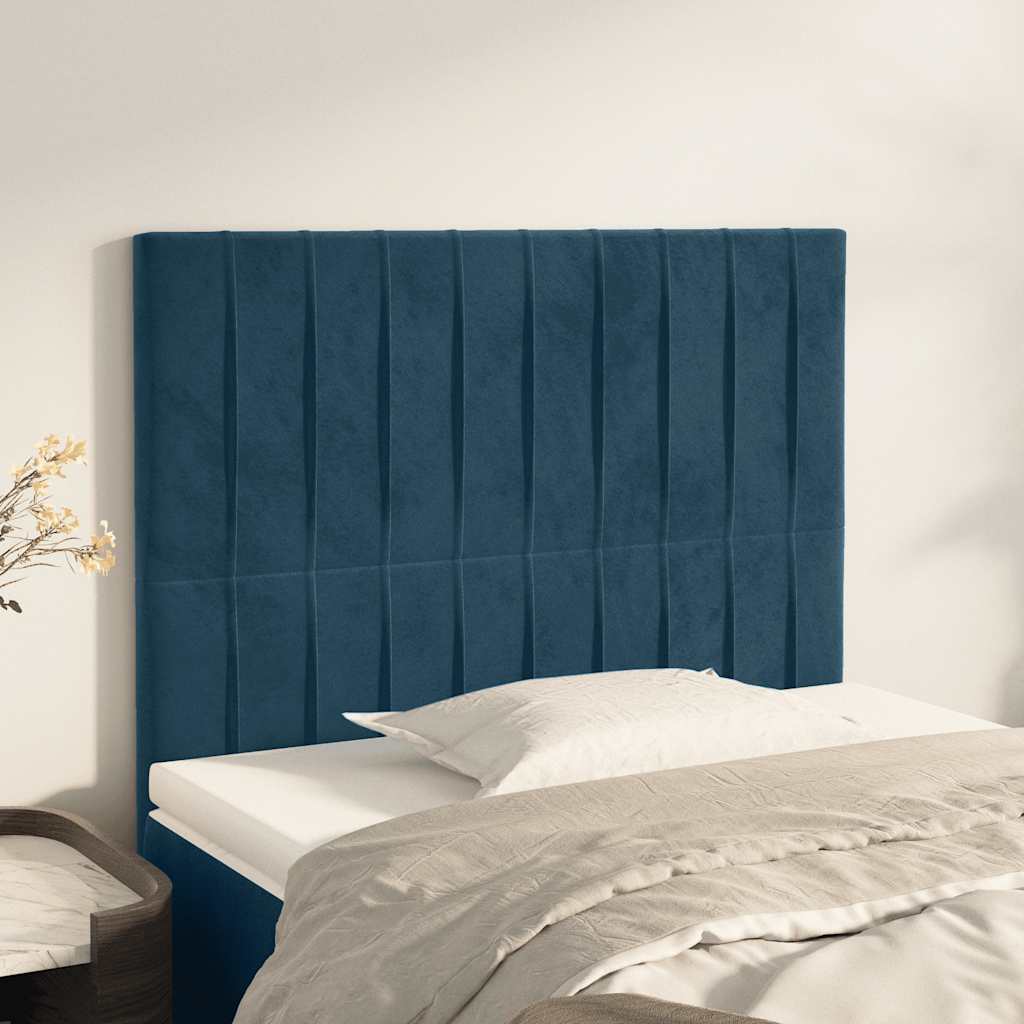 Cabeceira azul escuro 90x5x118/128 cm veludo