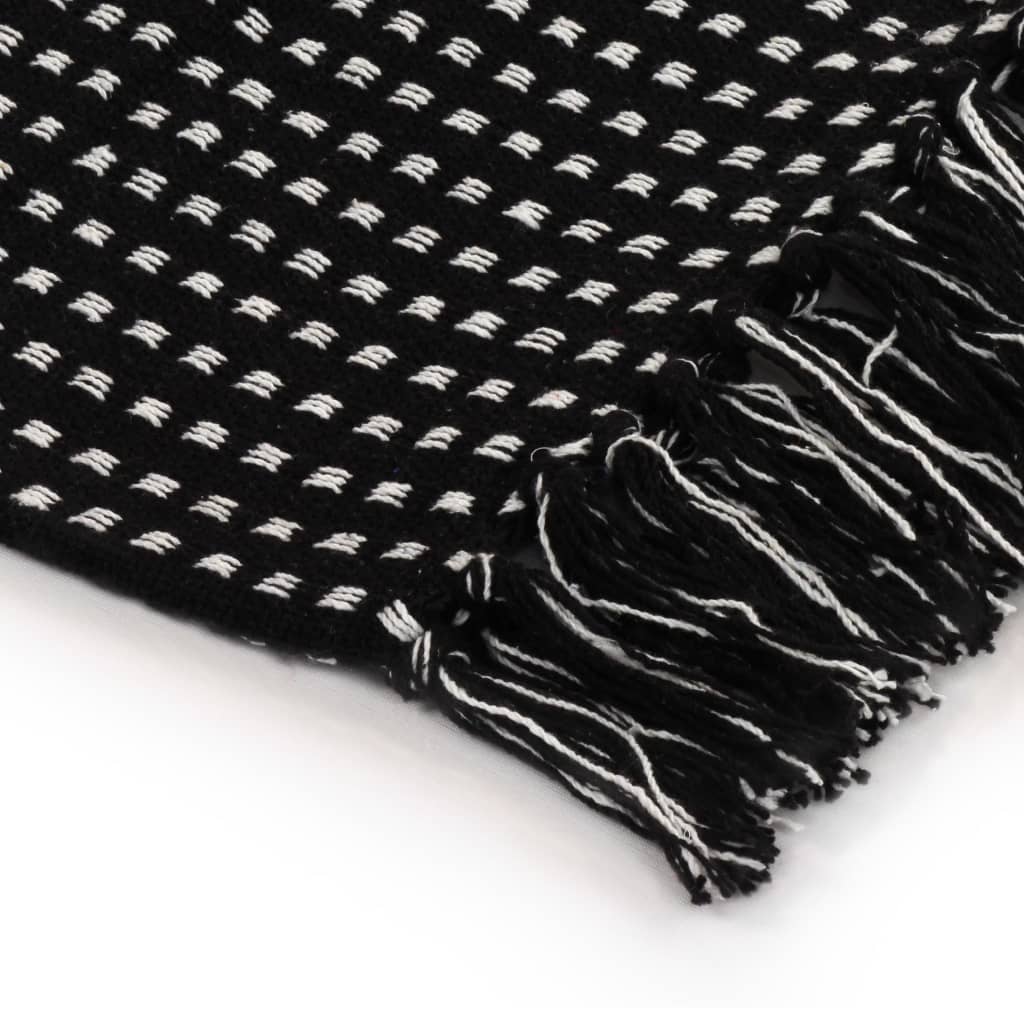 Manta em algodão aos quadrados 160x210 cm preto