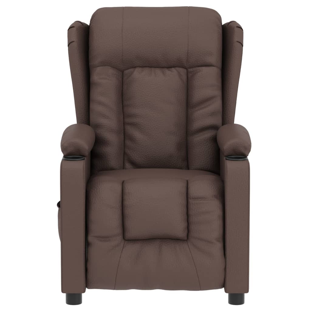 Poltrona reclinável elétrica couro artificial castanho