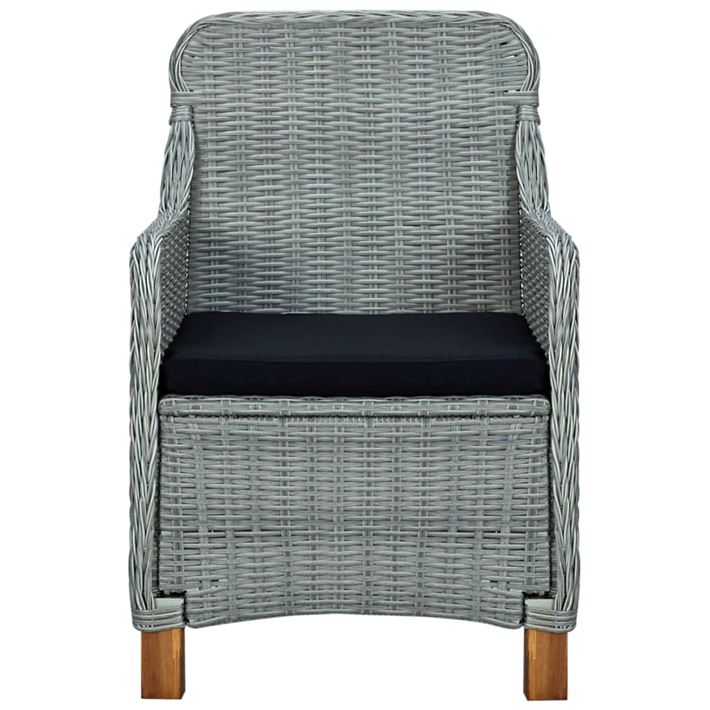 Cadeiras de jardim c/ almofadões 2 pcs vime PE cinzento-claro