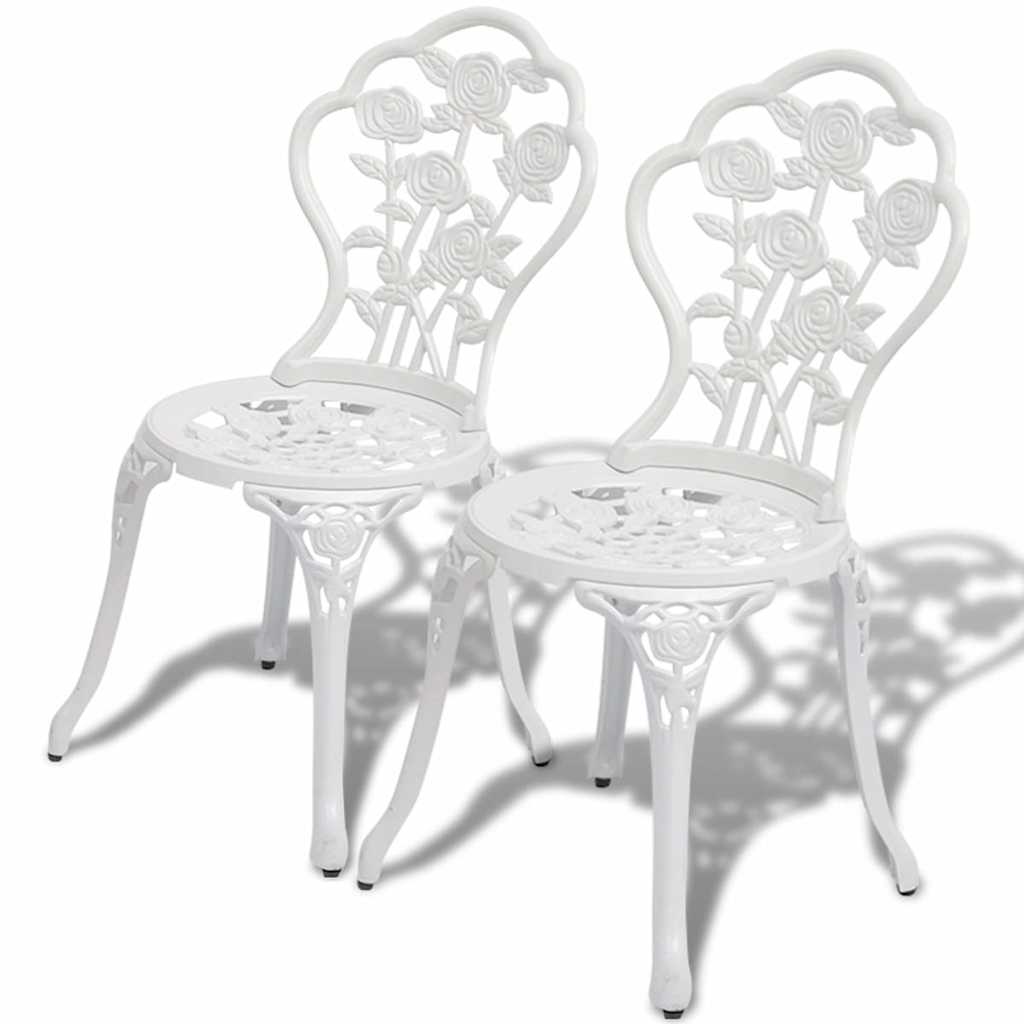 Cadeiras de bistrô 2 pcs alumínio fundido branco