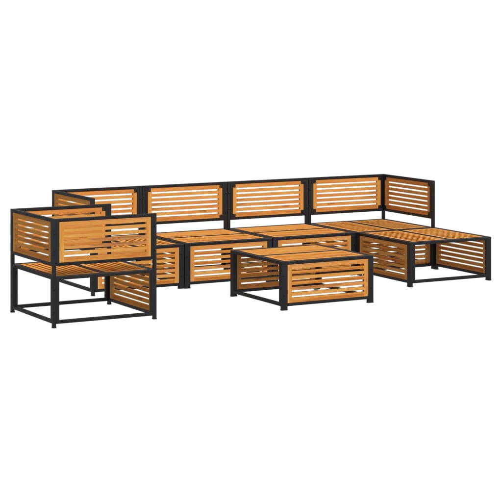7 Pcs conjunto sofás jardim c/almofadões madeira maciça acácia