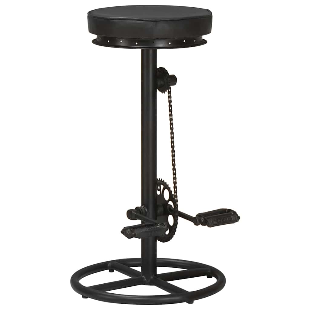 Bancos de bar 2 pcs couro de cabra genuíno preto