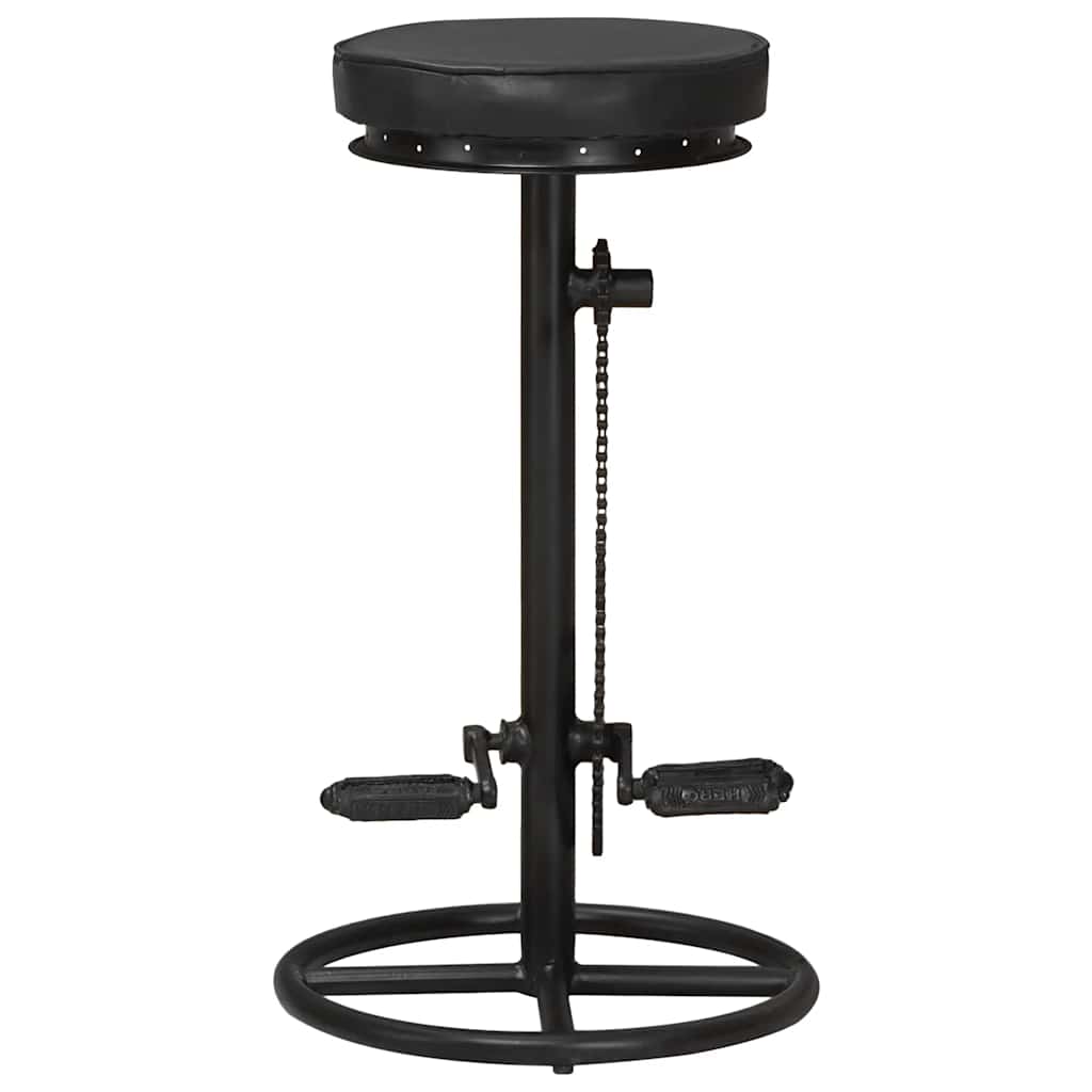 Bancos de bar 2 pcs couro de cabra genuíno preto