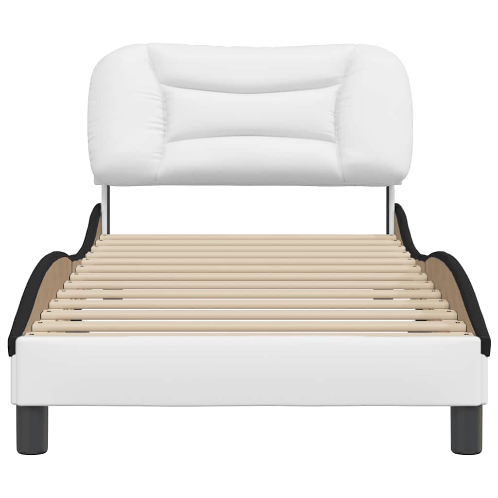 Estrutura de cama sem colchão hvar couro artificial 80x200 branco/preto