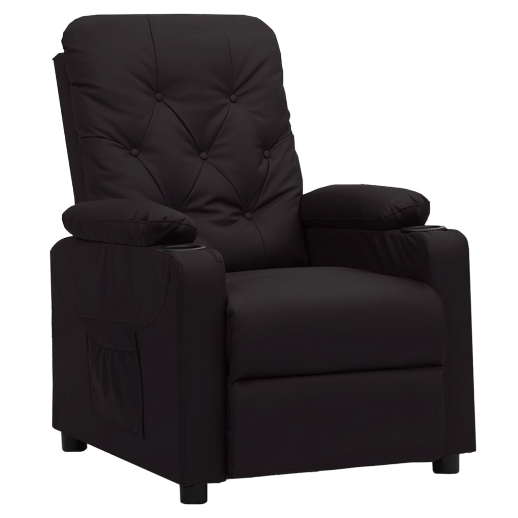 Poltrona reclinável couro artificial preto