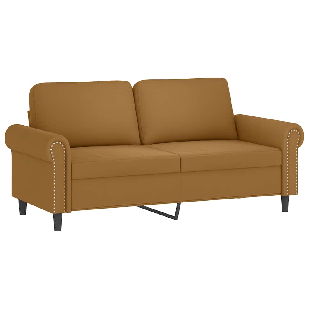 2 Pcs conjunto de sofás com almofadões veludo castanho