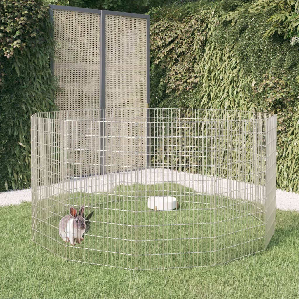 Cercado para animais soltos com 12 painéis, 54x100 cm, ferro galvanizado