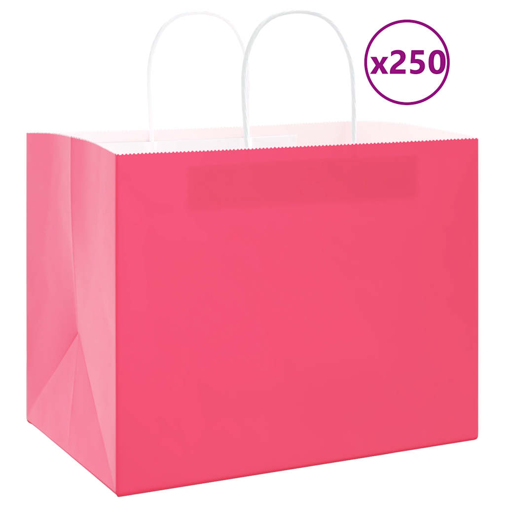 Sacos de papel 250 unid com alças rosa 32x22x24 cm