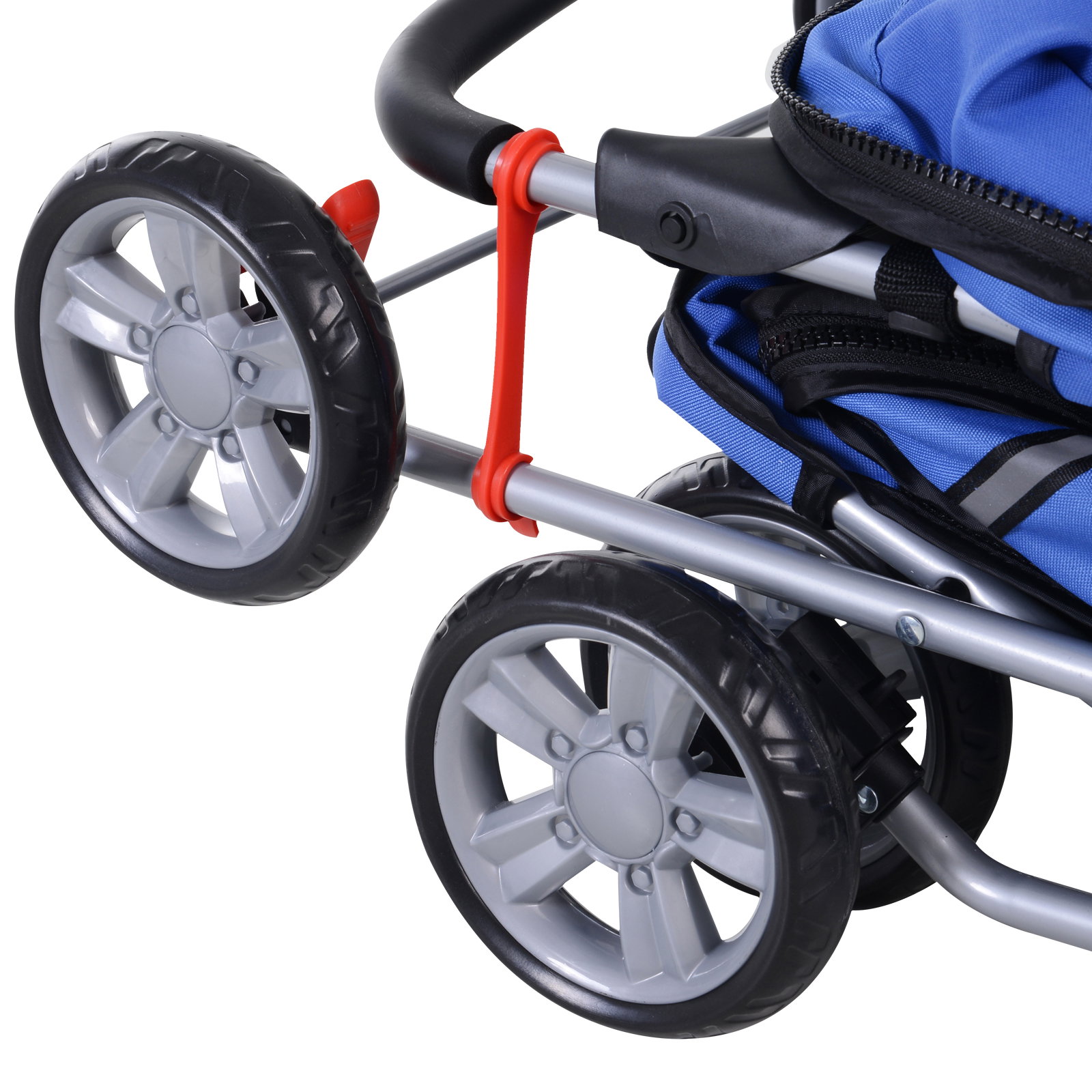 Carrinho de passeio para animais de estimação dobrável com cesta de armazenamento e travão 75x45x97cm azul