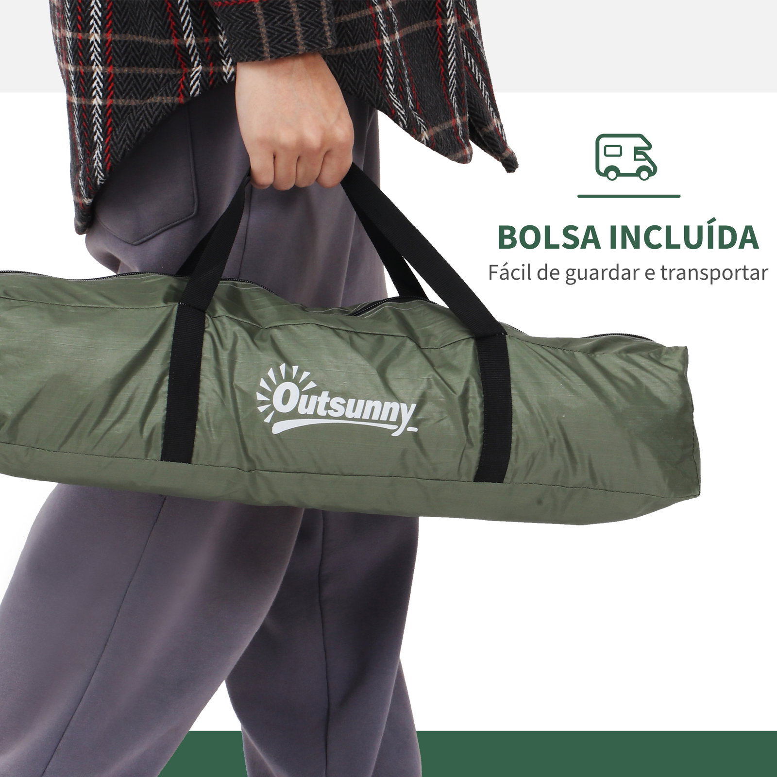 Tenda de campismo 1-2 pessoas dobrável com 2 janelas de malha bolso interior bolsa de transporte 206x152x110 cm verde