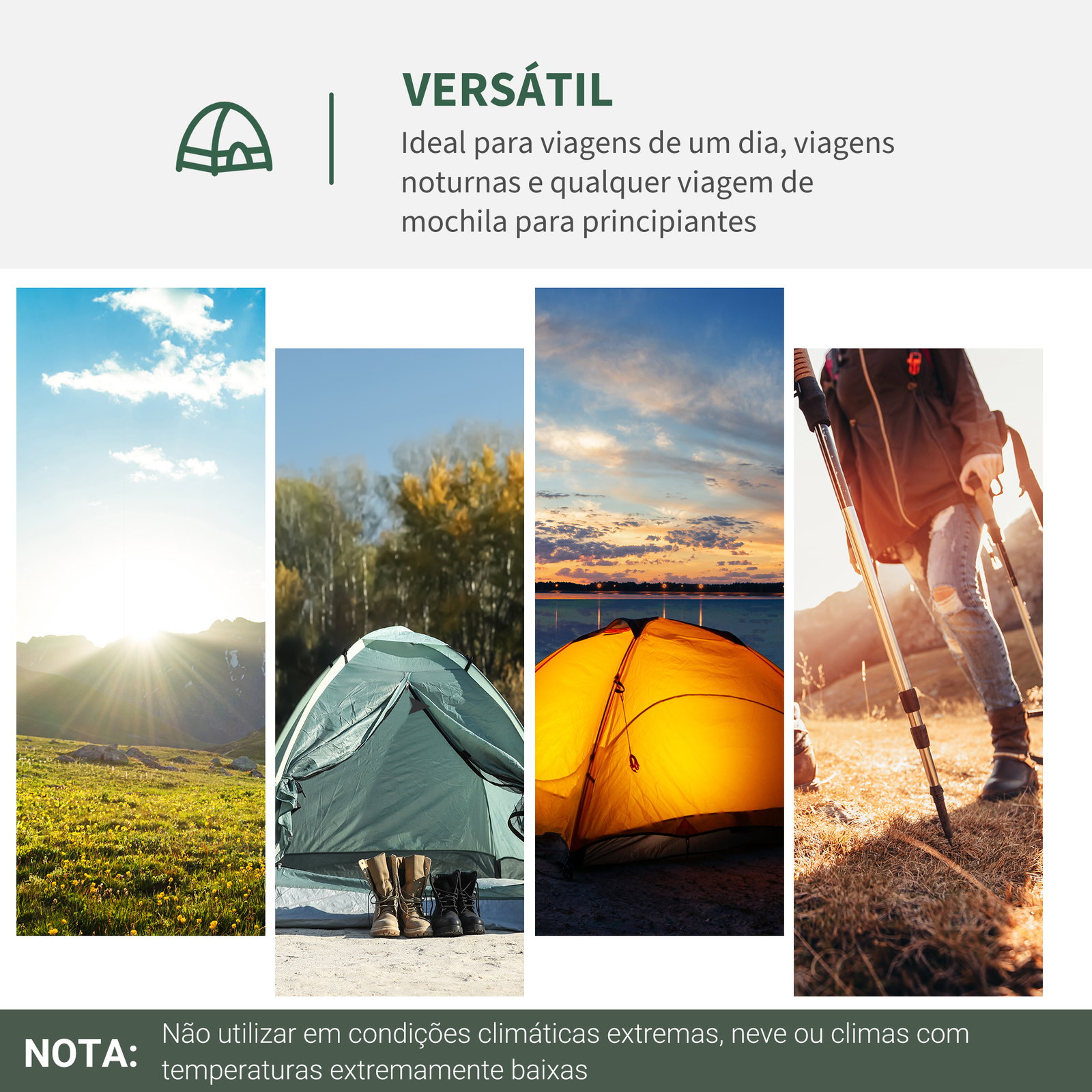 Tenda de campismo 1-2 pessoas dobrável com 2 janelas de malha bolso interior bolsa de transporte 206x152x110 cm verde