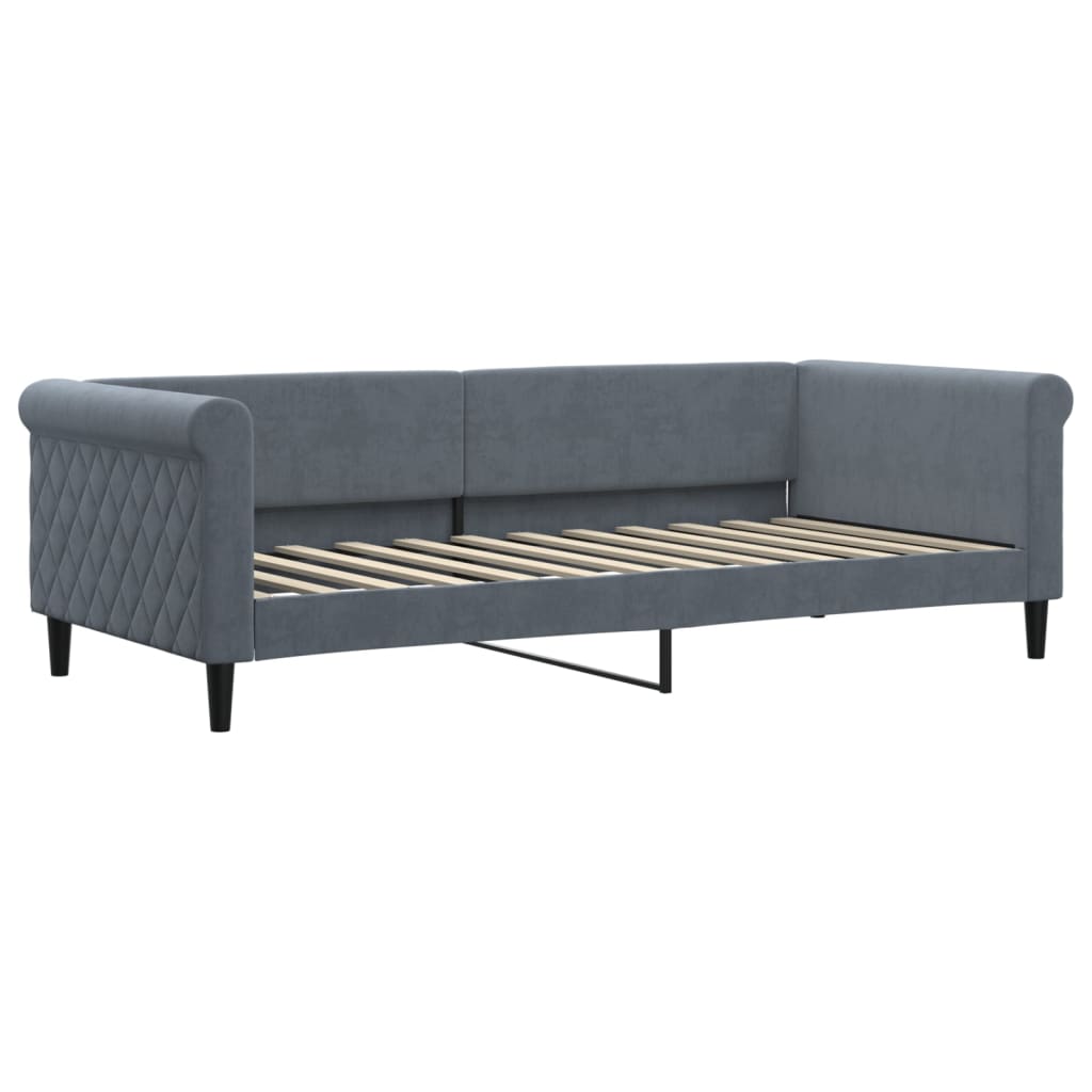 Sofá-cama c/ gavetão e gavetas 90x200 cm veludo cinzento-escuro