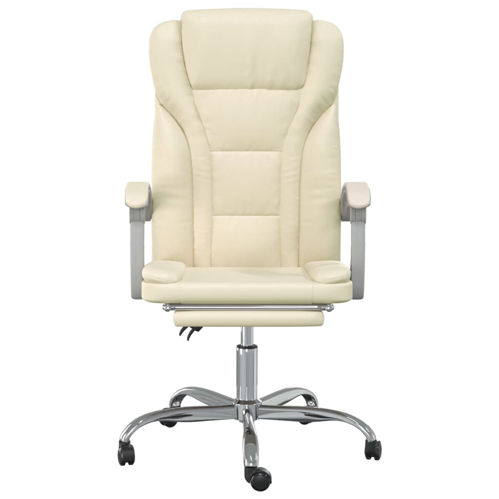 Cadeira de escritório reclinável couro artificial cor creme