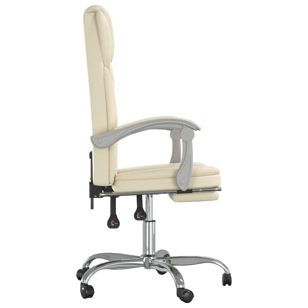 Cadeira de escritório reclinável couro artificial cor creme