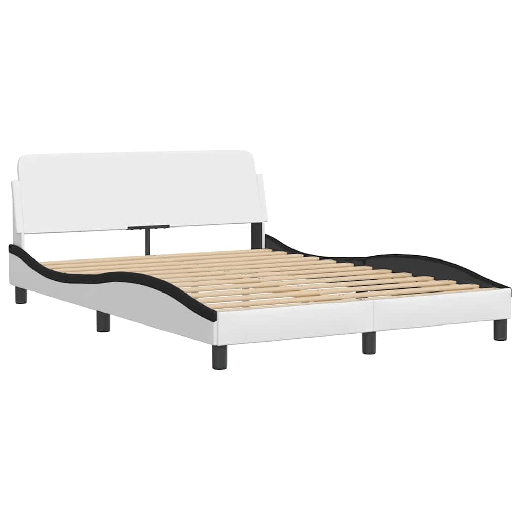Estrutura de cama dover couro artif. 140x190cm branco/preto