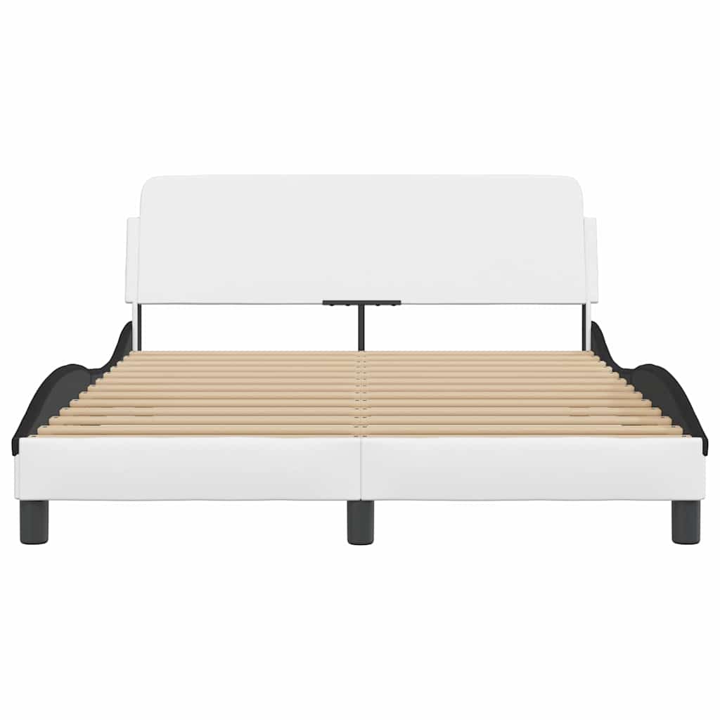 Estrutura de cama dover couro artif. 140x190cm branco/preto