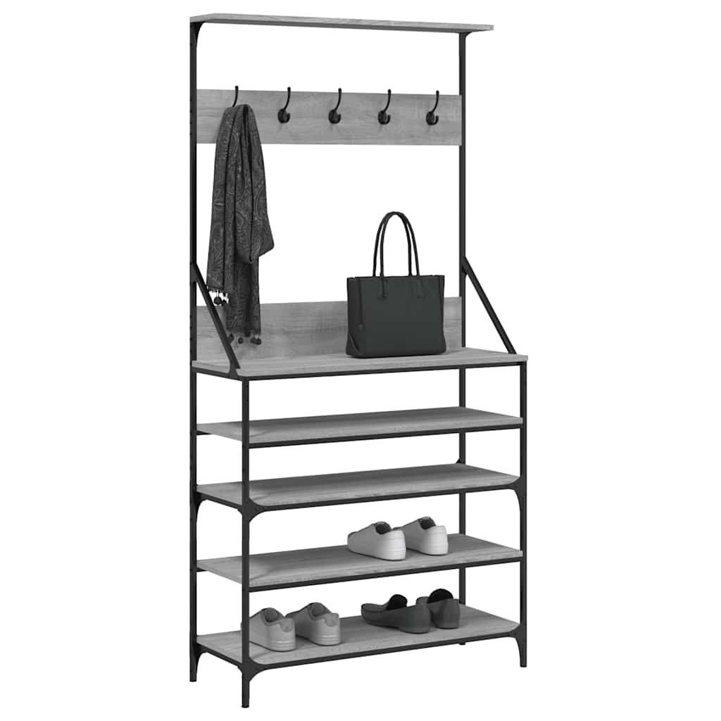 Bengaleiro com arrumação calçado 90x34x184 cm cinza sonoma