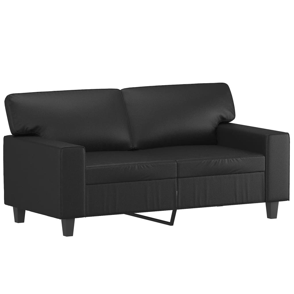 2 Pcs conjunto de sofás couro artificial preto