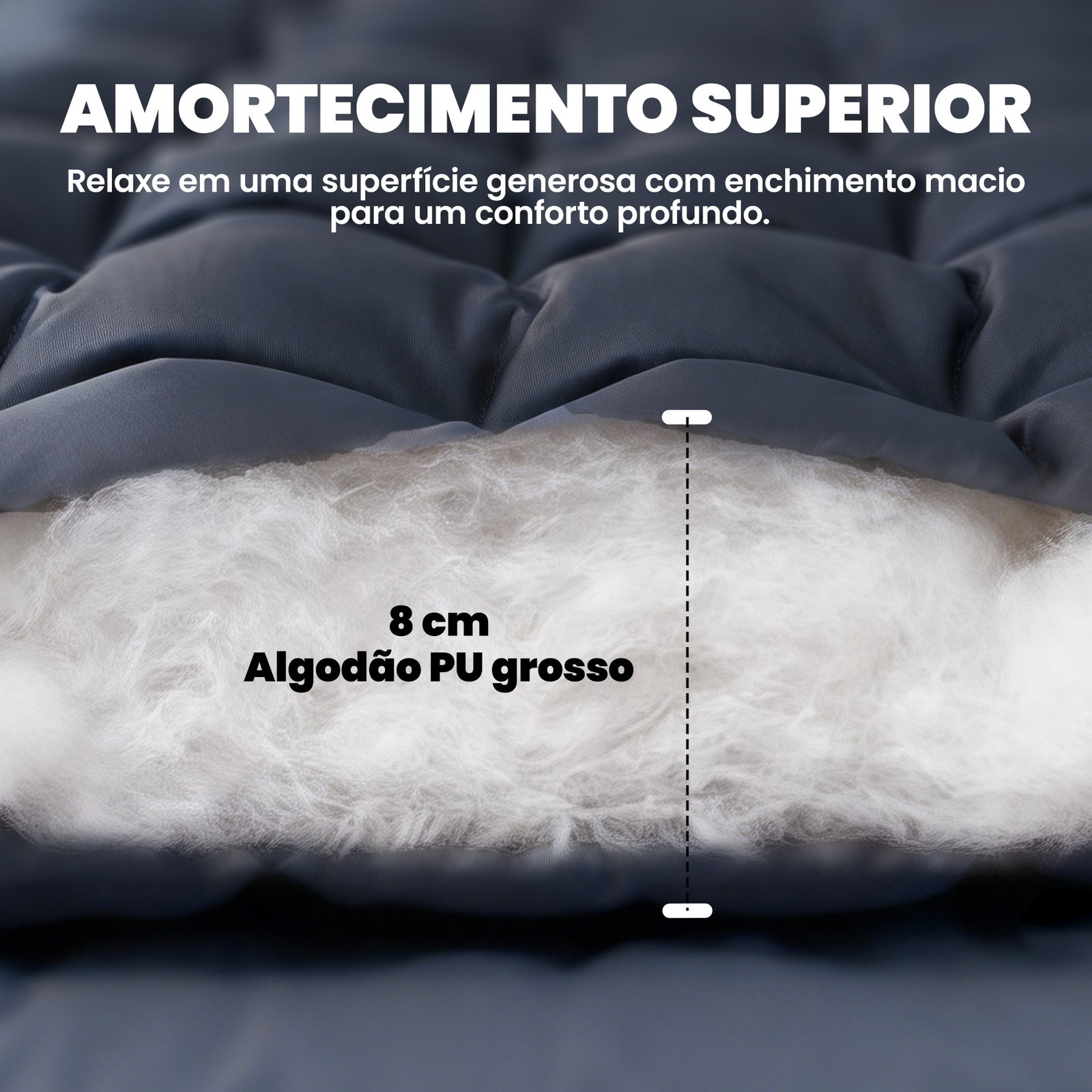 Colchão cama de campismo dobrável com correias antiderrapante espessura 8 cm cinzento escuro