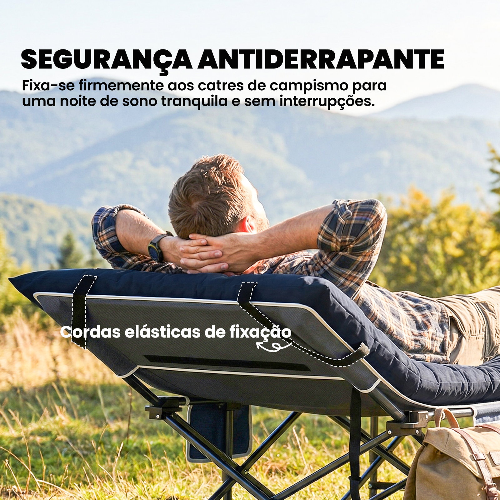 Colchão cama de campismo dobrável com correias antiderrapante espessura 8 cm cinzento escuro