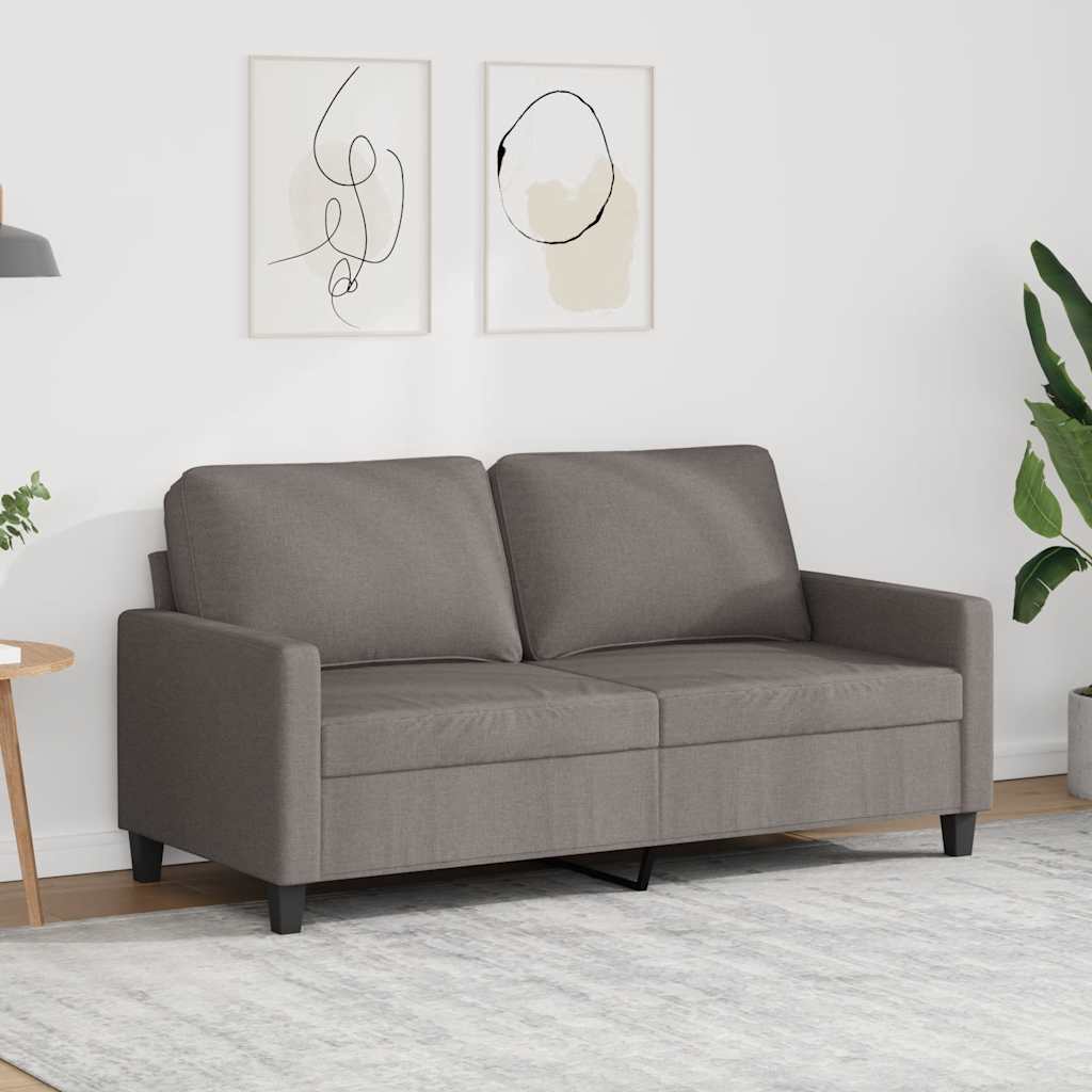 Sofá de 2 lugares tecido 140 cm cinzento-acastanhado