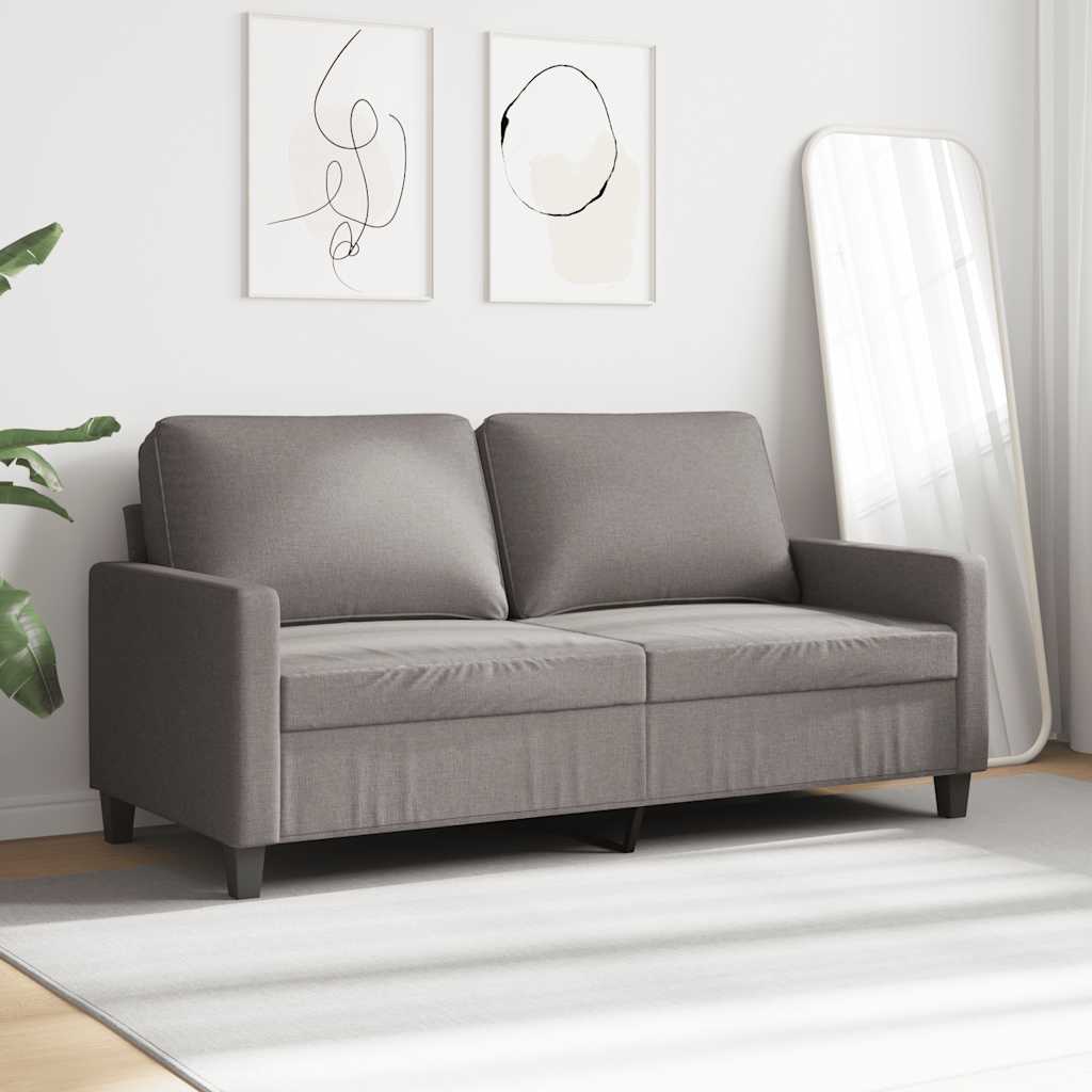 Sofá de 2 lugares tecido 140 cm cinzento-acastanhado