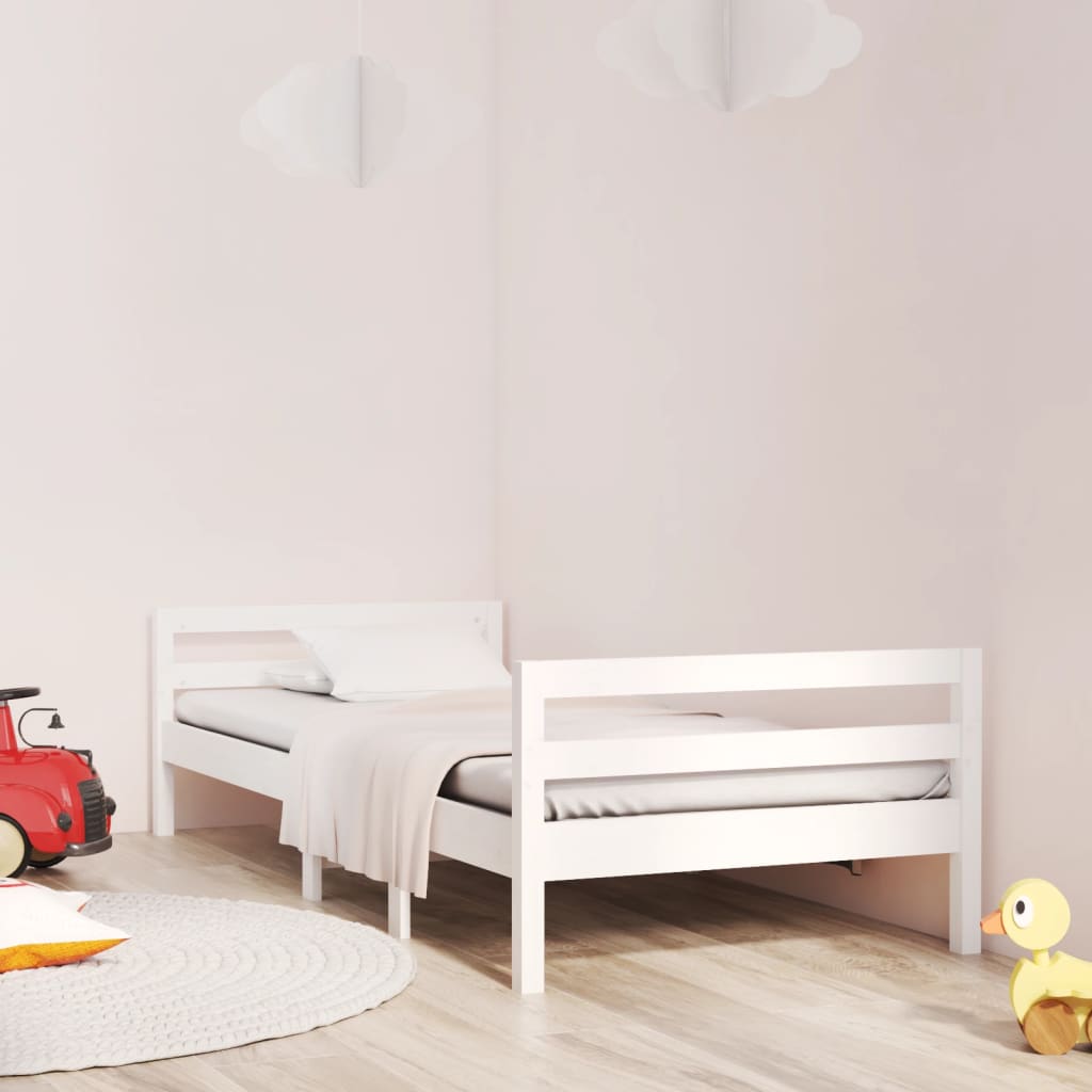 Estrutura de cama sem colchão 80x200 cm pinho maciço branco