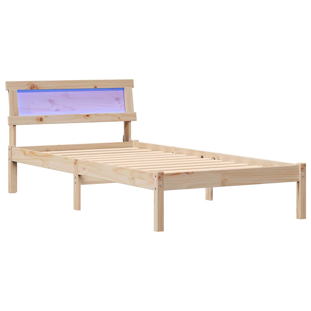 Estrutura da cama com cabeceira castanho 90 x 190 cm