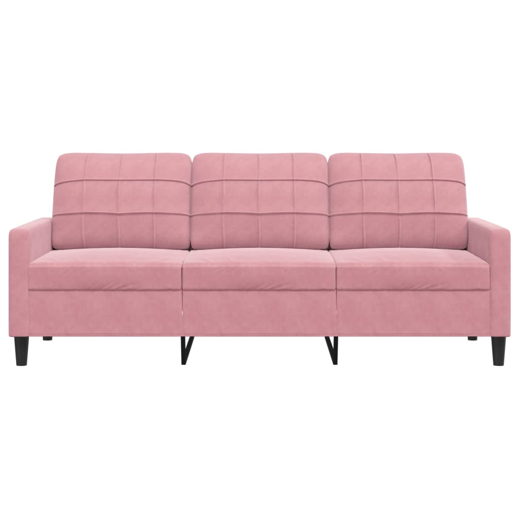 Sofá de 3 lugares 180 cm veludo rosa