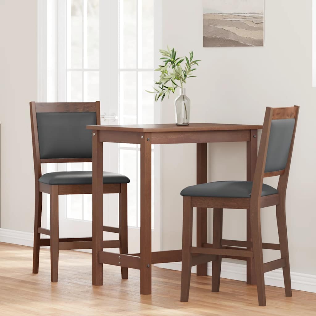 Bancos de bar com almofadões 2pcs madeira de seringueira maciça
