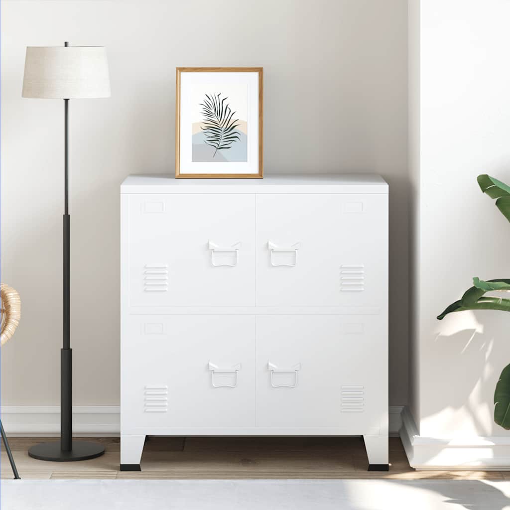 Aparador de arrumação industrial 75x40x80 cm aço branco