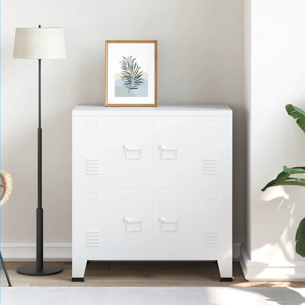 Aparador de arrumação industrial 75x40x80 cm aço branco