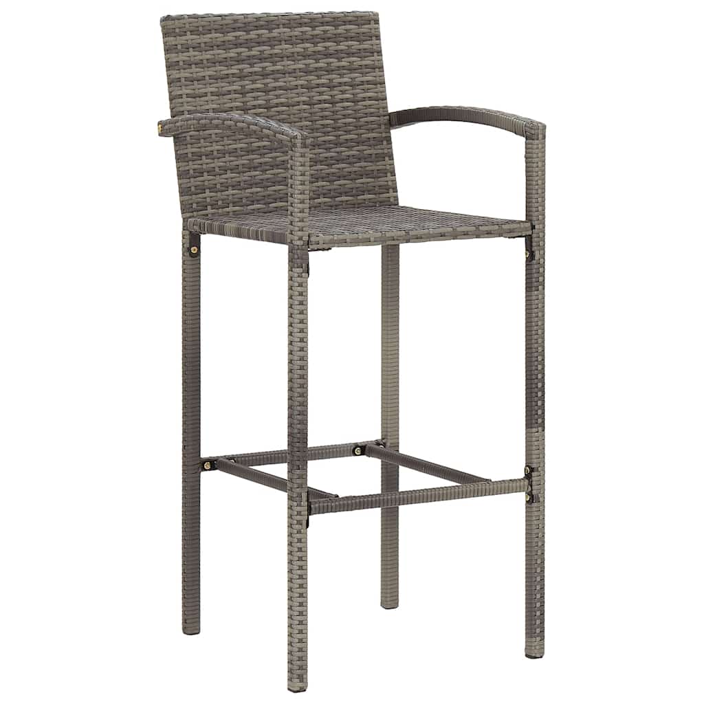5 Pcs conjunto de bar p/ jardim acácia maciça/vime PE cinzento