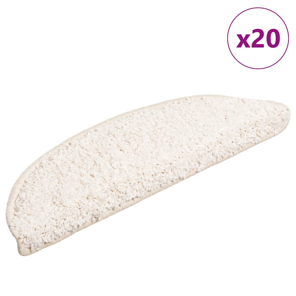 Tapetes de escada 20 peças 56x17x3 cm branco semicircular