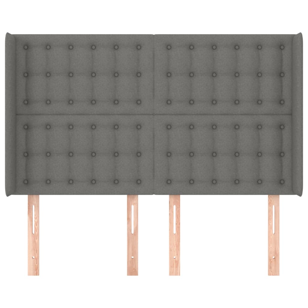 Cabeceira cama c/ abas tecido 147x16x118/128 cm cinzento-escuro