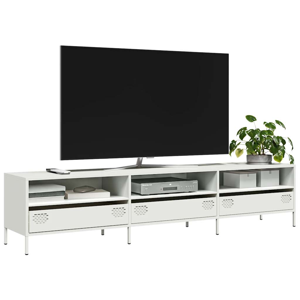 Móvel de TV 202x39x43,5 cm aço laminado a frio branco
