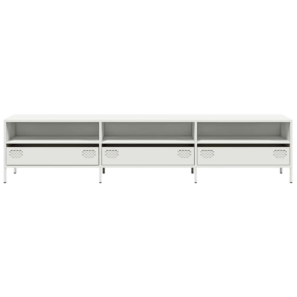 Móvel de TV 202x39x43,5 cm aço laminado a frio branco