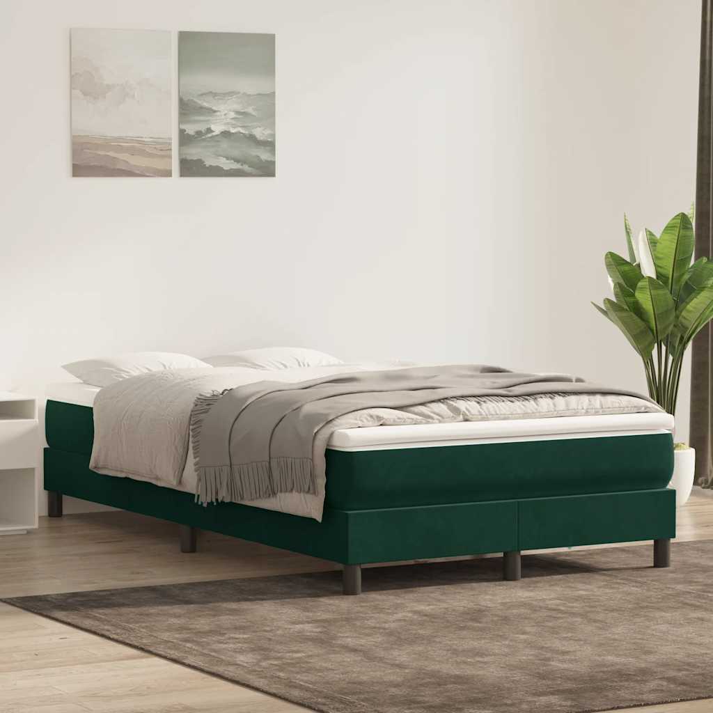 Cama com molas sem colchão 120x220 cm veludo verde-escuro