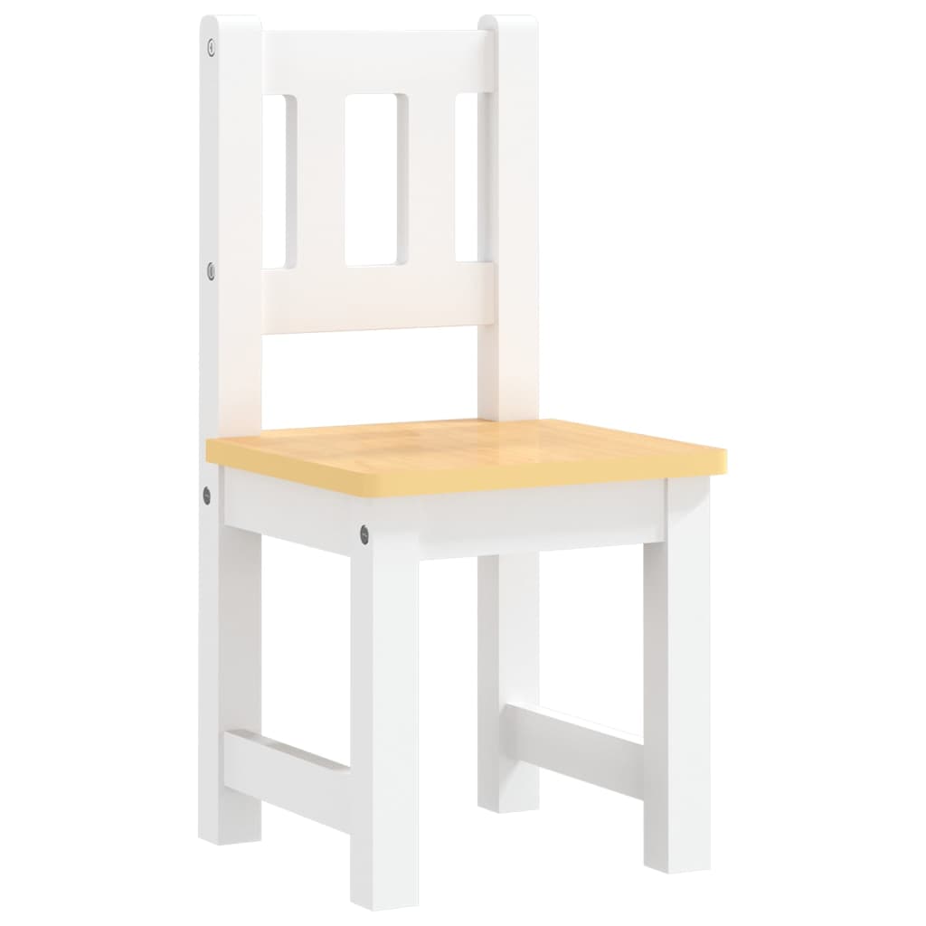 3 Pcs conjunto mesa e cadeiras infantil MDF branco e bege