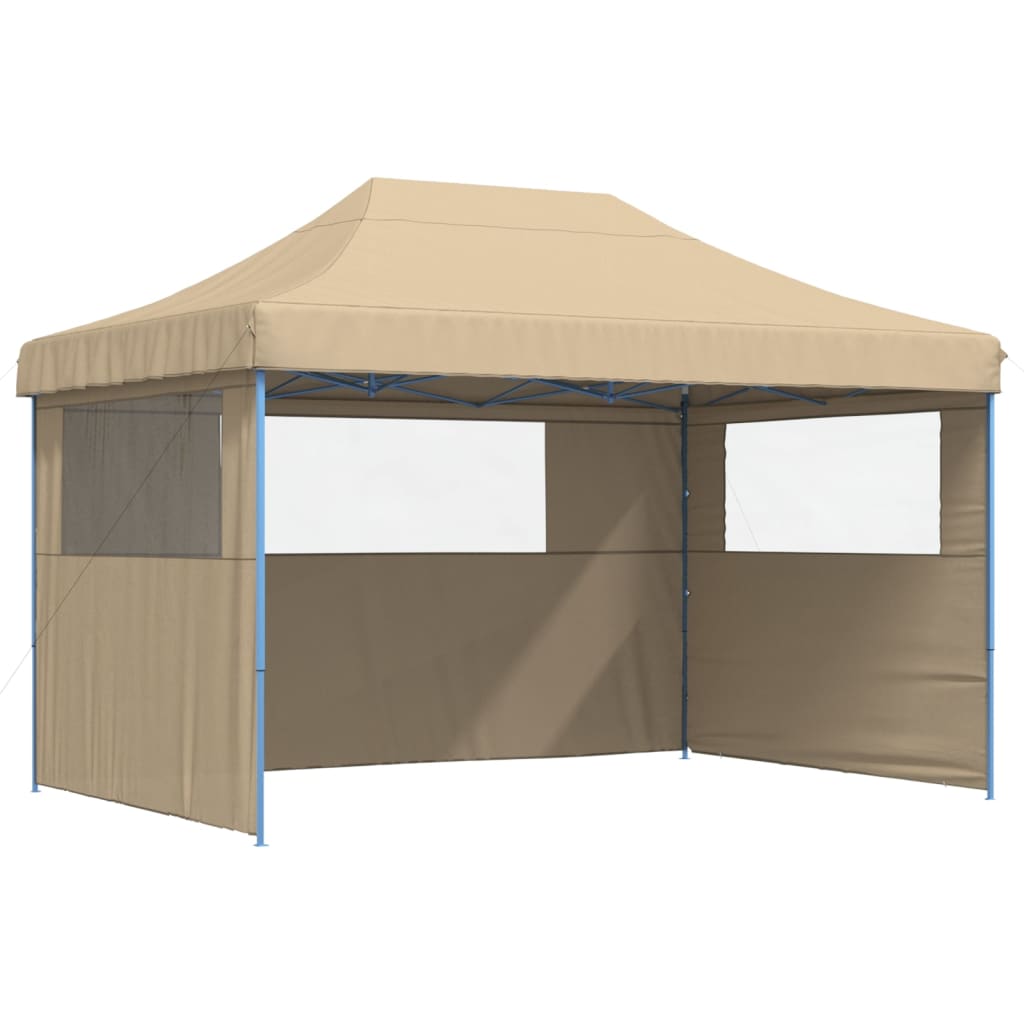 Tenda para festas pop-up dobrável com 3 paredes laterais bege