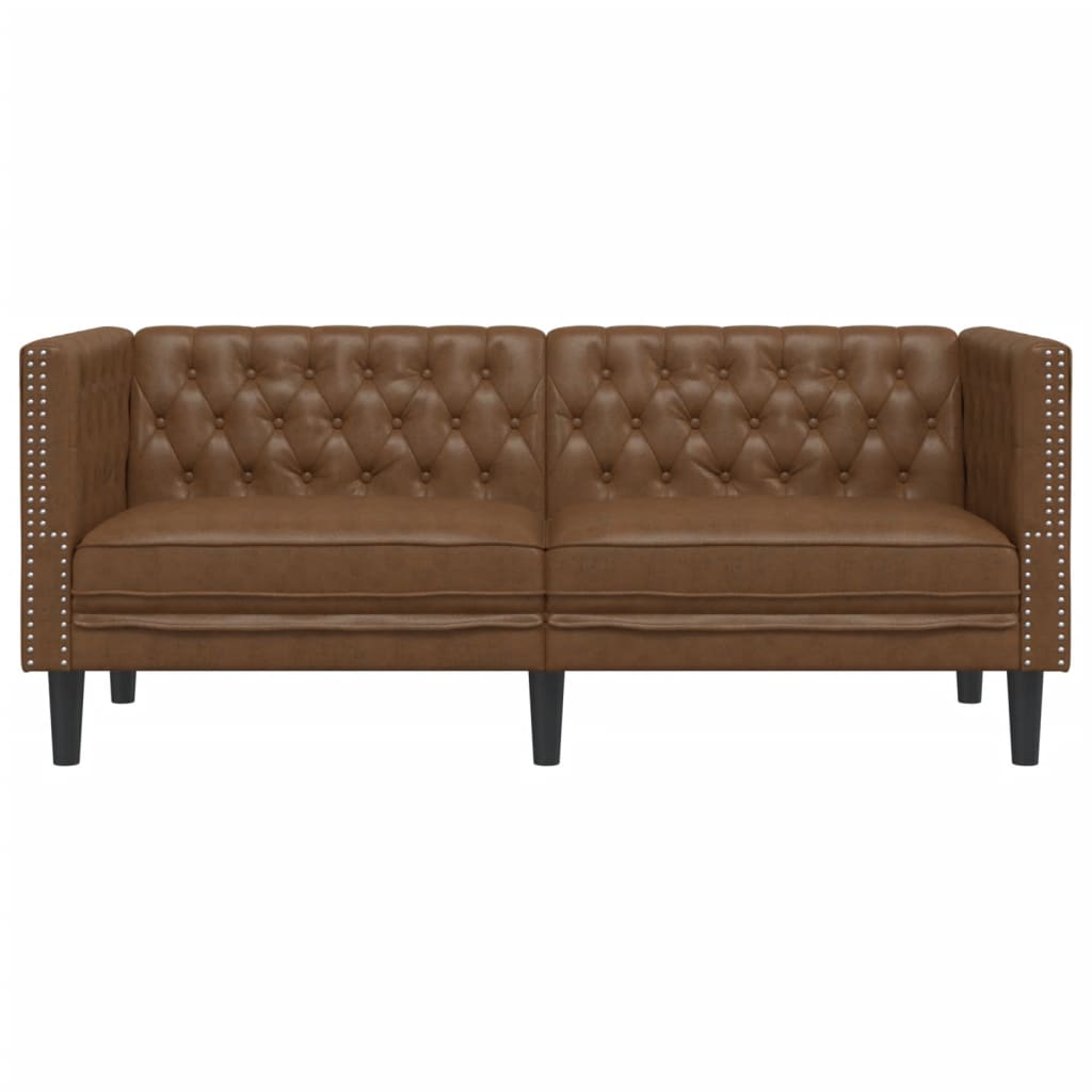 Sofá chesterfield 2 lugares camurça artificial castanho