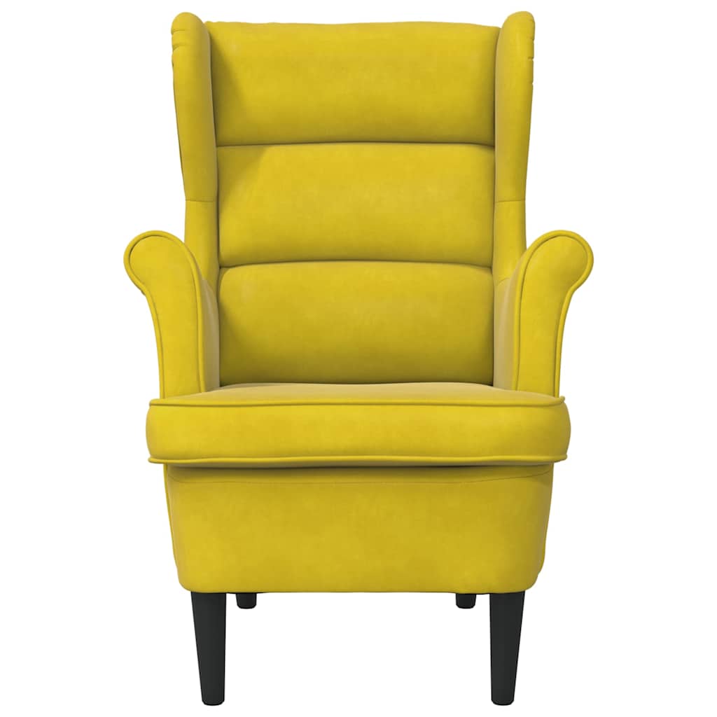 Poltrona em veludo amarelo mostarda